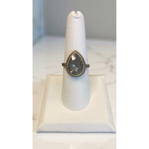 Brass Ring Teardrop Cut Clear Crystal Stone Size 7.5-179